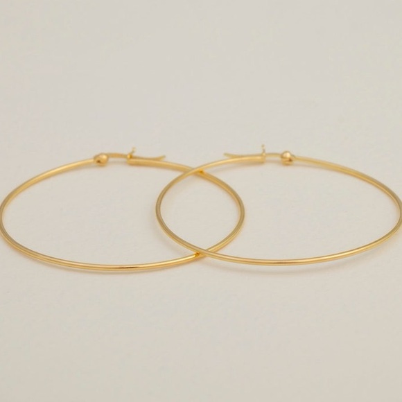 18K Gold Plated Large Hoop Earrings 50mm - Picture 7 of 8